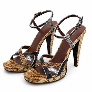 Miu Miu Snakeskin Platform Strappy Heels Ankle Strap Stiletto Sandals Italy 36